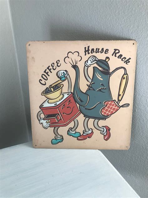 Coffee Sign Vintage Metal Coffee Sign Coffee House Rock Retro Etsy