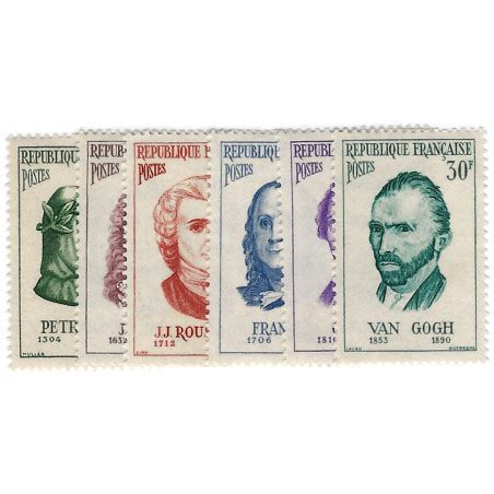 Célébrités étrangères 1956 timbres de France N 1082 1087 série neuf