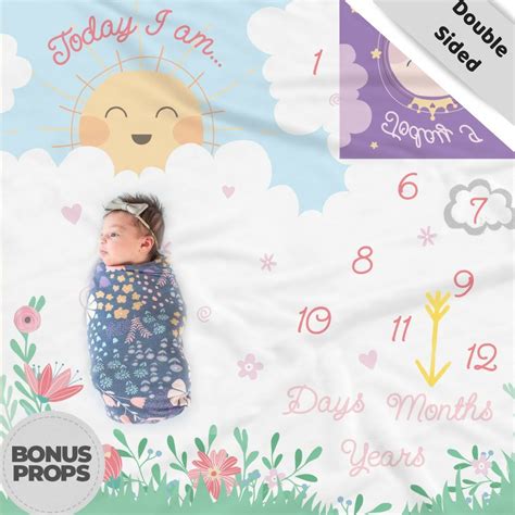 Amazon Double Sided Monthly Baby Milestone Blanket Month Blanket