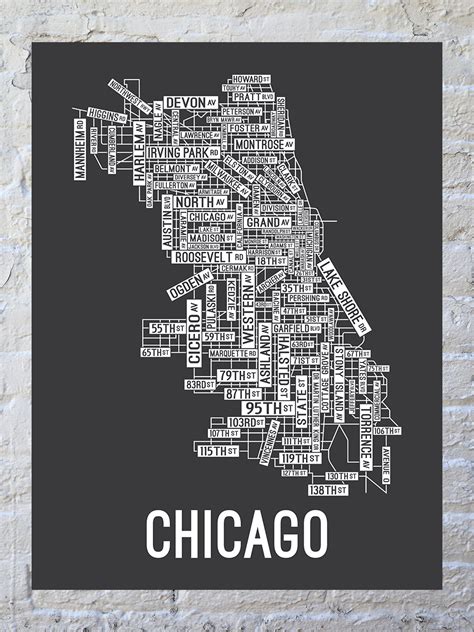 Chicago, Illinois Street Map Poster - School Street Posters