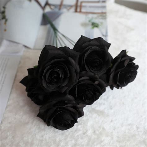 Flor Artificial Ramos De Rosas Negras Para Decoración De Etsy