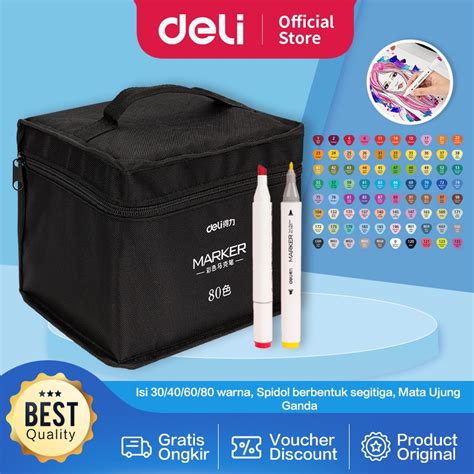 Jual Deli Color Marker With Bag Spidol Warna Dengan Tas