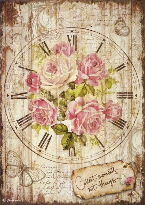 Rice Paper For Decoupage Scrapbook Craft Sheet Sweet Time Clock Bouquet 8024273992635 Ebay