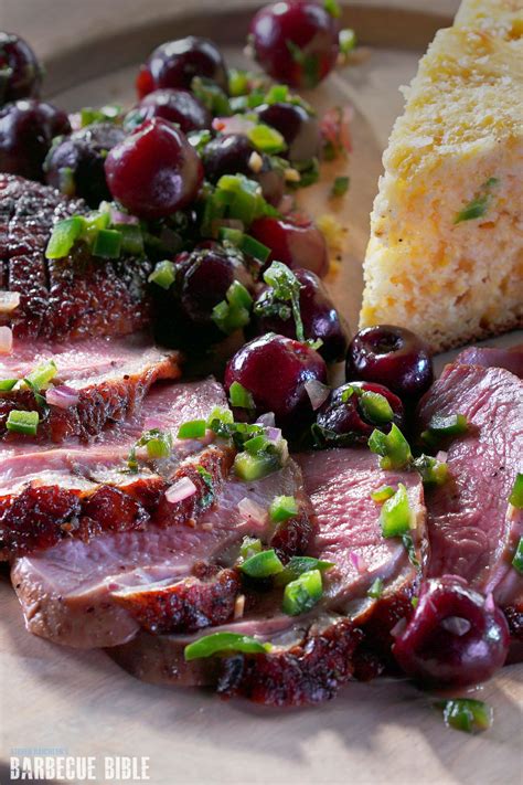 Cherry Smoked Duck Breasts With Cherry Salsa Barbecuebible