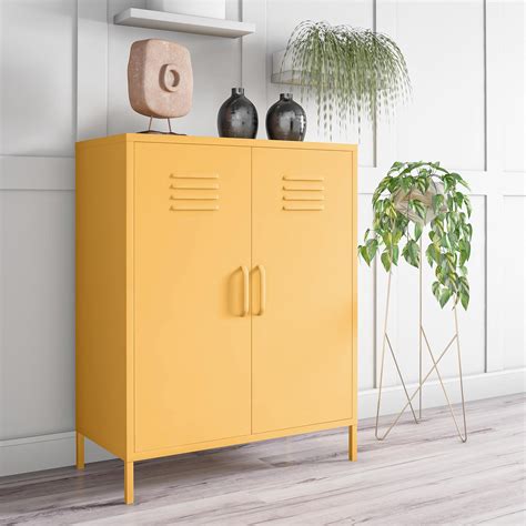 Novogratz Cache 2 Door Metal Locker Storage Cabinet Yellow Walmart