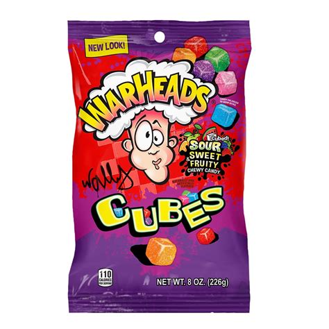 Warheads Cubes 8 Oz Peg Bag Sour Chewy Candy