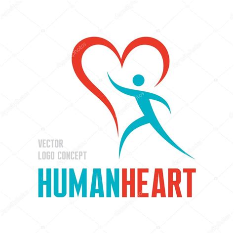 Corazón Humano Vector Logotipo Concepto Ilustración Personaje Humano