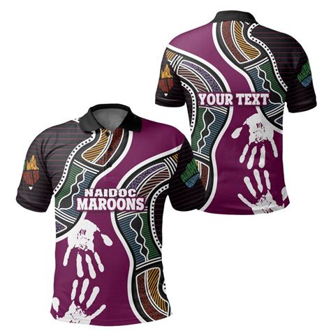 Aio Pride Custom Text Queensland Naidoc Week Polo Shirt Maroons Aborig