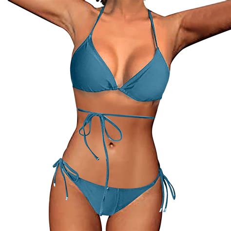 LRJTENG Women S Two Piece Bikini SwimsuitTriangle String Bikini Set