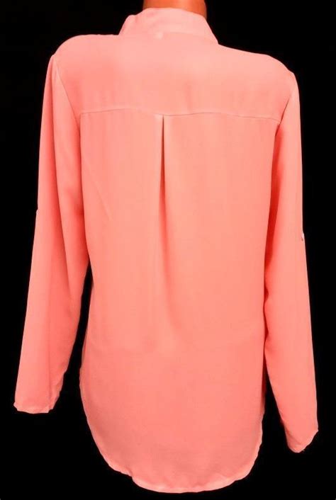 Women S Pink V Neck Sheer See Through Long Sleeve Top Xxl Ebay