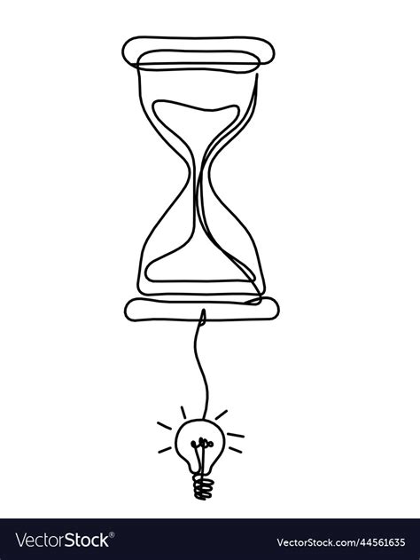 Abstract Clock With Light Bulb As Line Drawing Vector Image