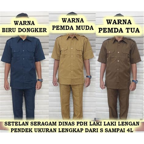 Jual Setelan baju dinas PDH laki-laki lengan pendek warna pemda tua ...