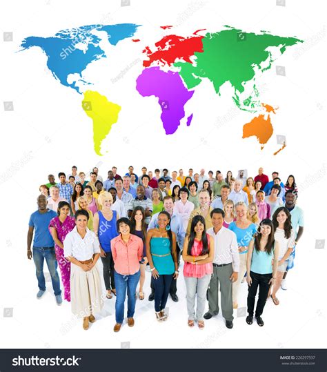 Large Ethnic Group People Colourful Worlds Stock Photo 220297597