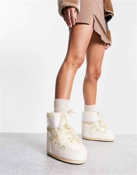 Moon Boot Icon Waterproof Nylon Low Boot In Cream ASOS Moon Boots