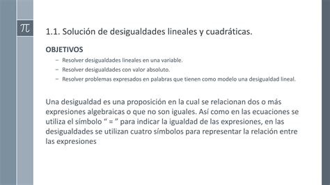 Tema Soluci N De Desigualdades Lineales Y Cuadr Ticas Pdf