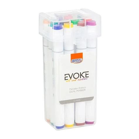 Marcador Artistico Evoke Dual Marker Estojo 12 Cores