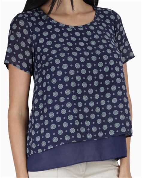 Blusa Michael Kors Original Estampada Azul Feminina