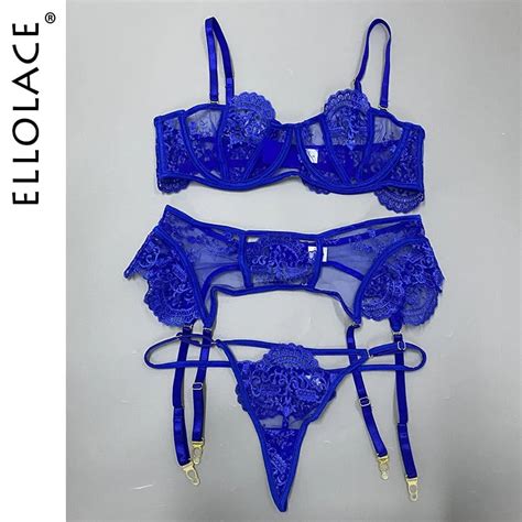 Ellolace Erotic Fancy Lingerie Lace Embroidery Underwear Set