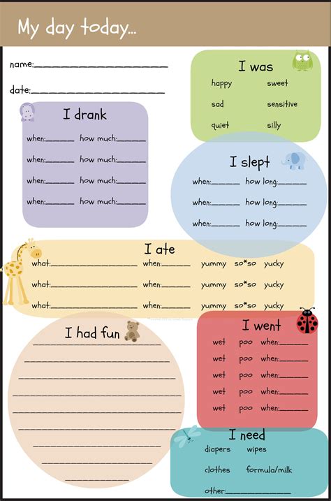 Pdf Free Printable Baby Daily Log