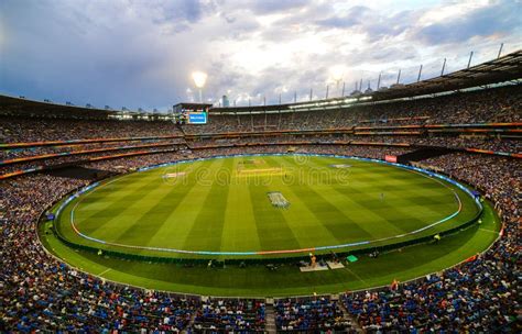 Melbourne Cricket Ground Mcg View From Stand Under Floodlights