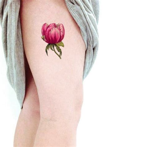 PEONY BLOSSOM Set Di 2 Tatuaggi Temporanei Peonia Rosa Simbolo Di