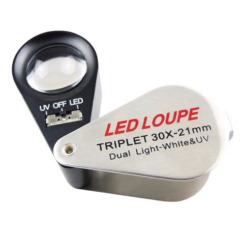 Portable Handheld 30x 21mm Triplet Loupe Jeweler Loupe Magnifier W