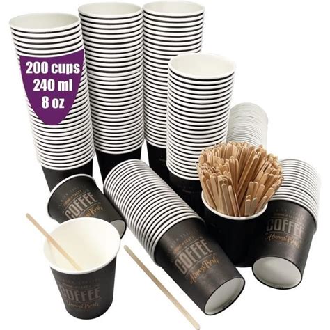 200 Gobelets À Café Jetables 240 Ml Gobelets Jetables En Carton Avec