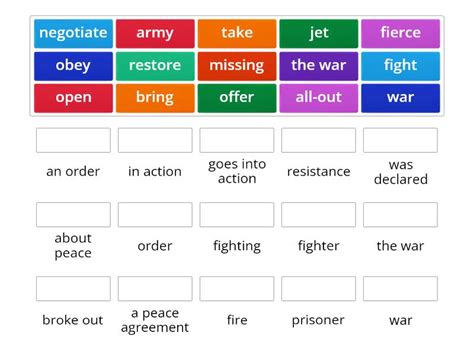 War Collocations B1 Match Up