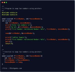 C Program To Swap Two Numbers Btech Geeks