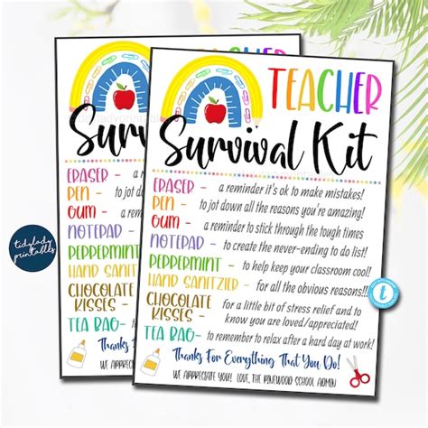 EDITABLE Teacher Survival Kit Printable Back To School Etsy Australia