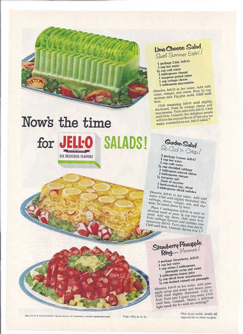 Jello Salads Vintage Good Housekeeping Magazine July 1952i Can Remember Trying These