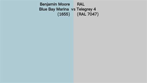 Benjamin Moore Blue Bay Marina 1655 Vs RAL Telegrey 4 RAL 7047 Side