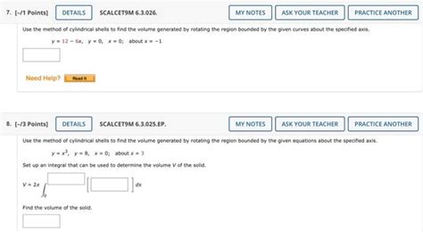 Solved 7 1 Points DETAILS SCALCET9M 6 3 026 MY NOTES Chegg