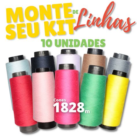 Kit Linha Colorida 10 Cones De 1828m Ou 2000j Linha De Costura