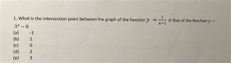 Solved 1. What is the intersection point between the graph | Chegg.com