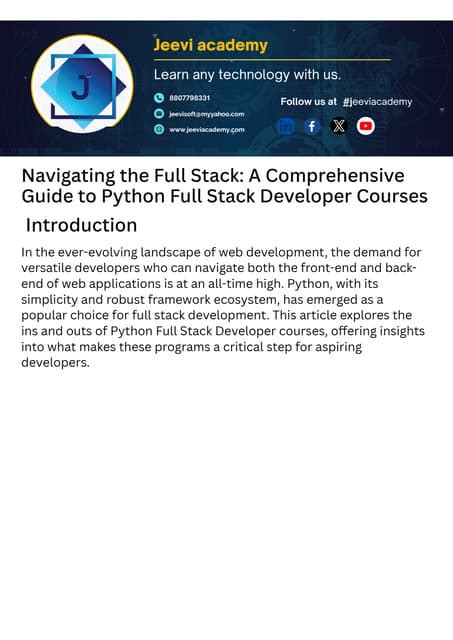 Navigating The Full Stack A Comprehensive Guide To Python Full Stack