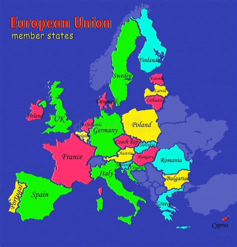 Stati Membri Della Mappa Dellunione Europea Illustrazione Di Stock