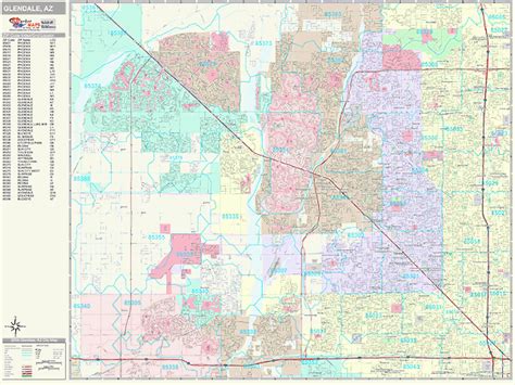 Glendale Arizona Zip Code Wall Map Premium Style By Marketmaps