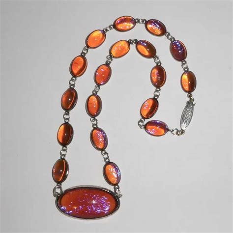 Rare Mystical Sterling And Dragons Breath Cabochon Neck Gem