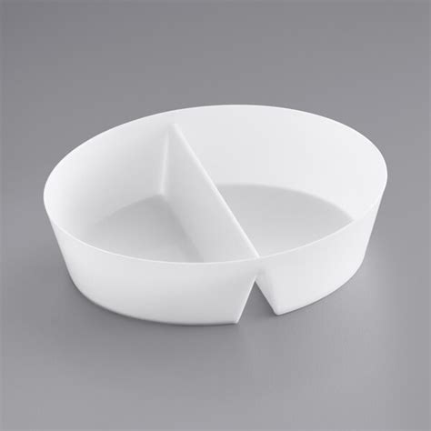 Visions 3 3 4 White Plastic Mini Dual Compartment Dish 10 Pack