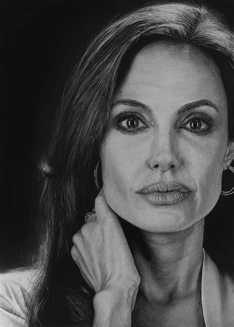 Angelina Jolie Charcoal Pencil On Behance