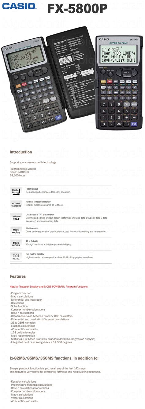 New Casio Programmable Scientific Calculator Fx 5800p 4971850175162 Ebay