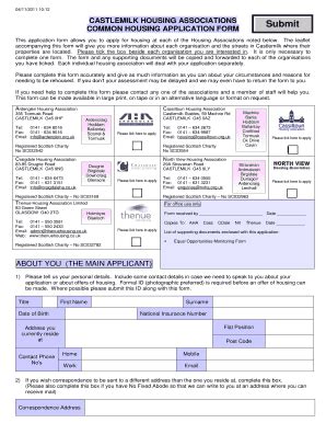 Fillable Online Housing Application Form Ardenglen Housing