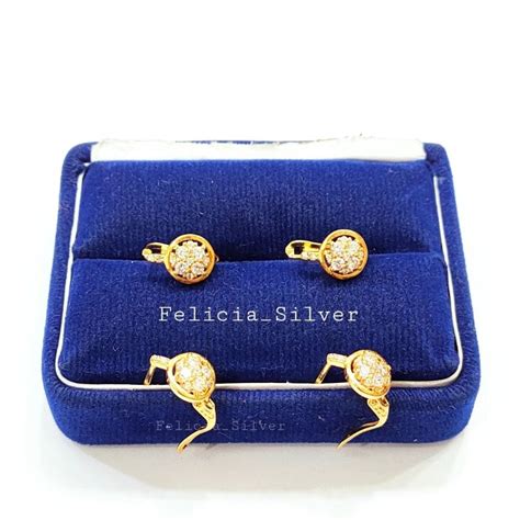 Jual Anting Perak Asli Silver Wanita Lapis Emas Model Jepit Variasi