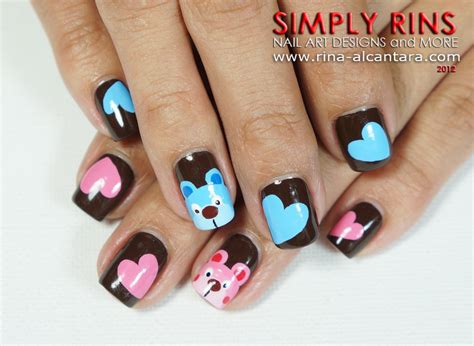 Nail Art Tutorial Bear Of Pink And Blue Simply Rins