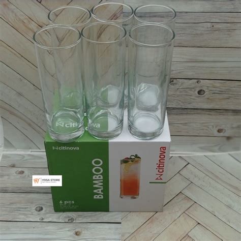 Jual Gelas Minum Kaca Tipe Bamboo Citinova Ml Pcs Shopee Indonesia