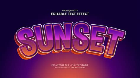 Premium Vector Sunset Text Style Effect Editable Font Effect