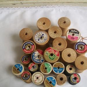 12 Vintage Wooden Thread Spools Various Sizes - Etsy