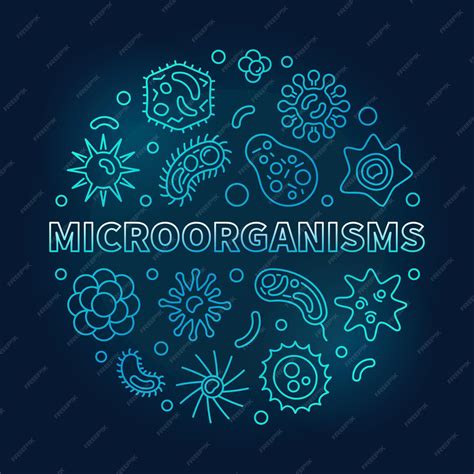 Microorganismos Redondo Vector Azul Contorno Ilustración O Banner Vector Premium