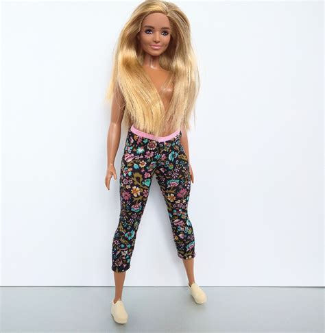 Floral Black Leggings For Curvy Barbie Doll Barbie Clothes Etsy